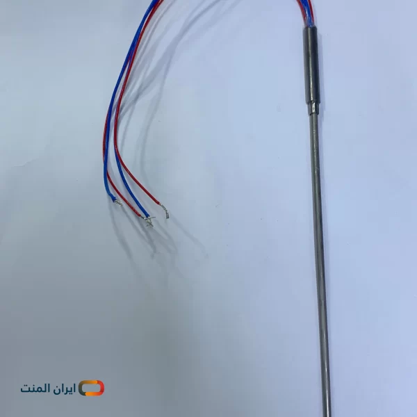 ترموکوپل pt100 قطر ۳ میل طول ۱۵ سانتی دوبل ۴ سیم ۴۰۰ درجه